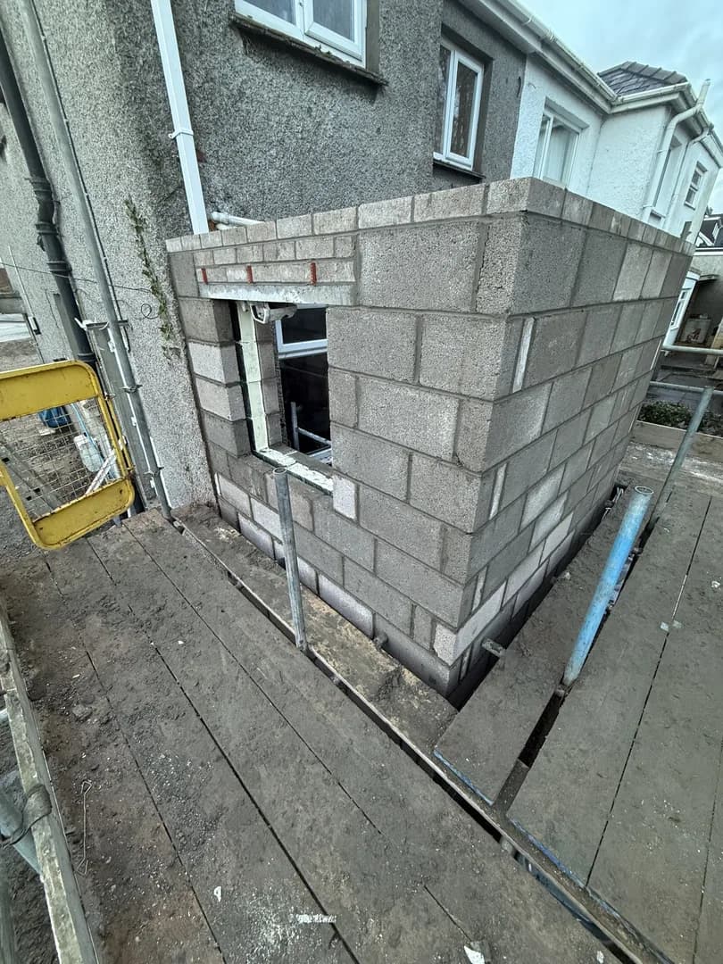 Single-storey blockwork extension by Reynolds Brickwork in Pontypridd